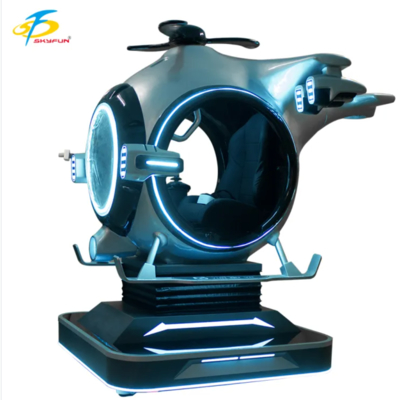 Customizable 9D VR Flight Simulator Helicopter Ride Machine | Fun Fighter by SKYFUN – 1 Player, 55+ Games, Thrustmaster Joystick, DPVR Headset, Mall & Arcade Use
