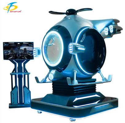 Customizable 9D VR Flight Simulator Helicopter Ride Machine | Fun Fighter by SKYFUN – 1 Player, 55+ Games, Thrustmaster Joystick, DPVR Headset, Mall & Arcade Use