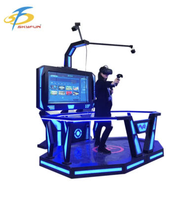 Middle Stage VR HTC Vive 9D Standing Game Platform – Interactive Room-Scale VR Simulator with 100+ Games, High-Resolution VR Headset, Coin or Card Payment for Arcades