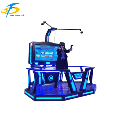 Middle Stage VR HTC Vive 9D Standing Game Platform – Interactive Room-Scale VR Simulator with 100+ Games, High-Resolution VR Headset, Coin or Card Payment for Arcades